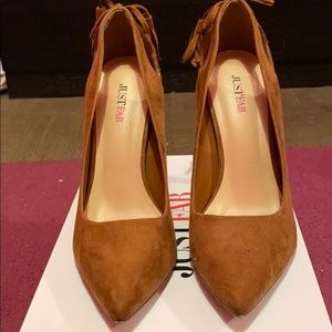 Brown suede pumps